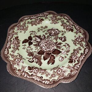 Spode Collectors Archive Cranberry Plate, British Flowers Rosa 9 3/4" Excellent